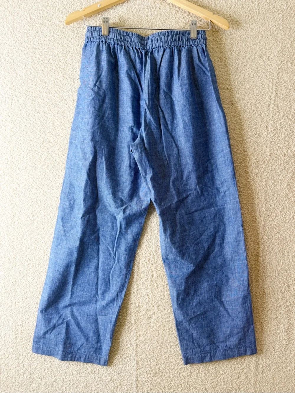 J. Crew Petite chambray slim wide-leg drawstring pant Med Echo Blue Wash 2 NWT